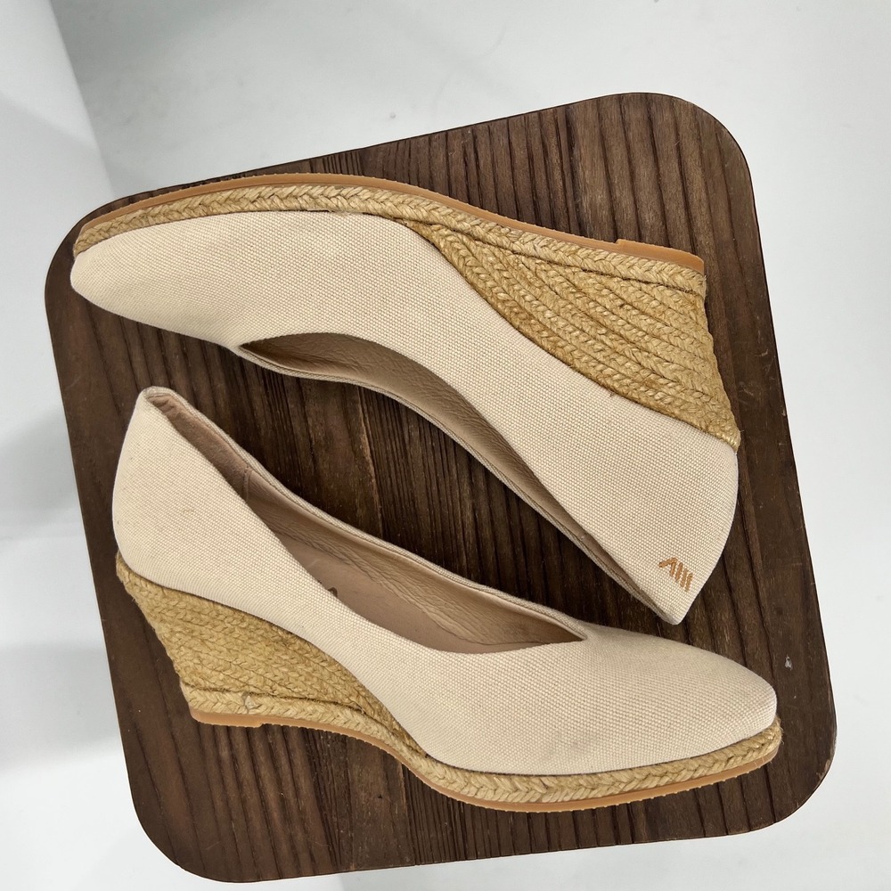Viscata Barcelona Canvas Espadrille Wedge Pumps Beige Made in Spain Size 40 - Picture 5 of 8